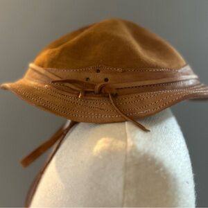 Brown Leather Bucket Hat